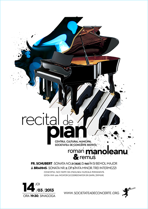 Poster recital de pian sustinut de Roman si Remus Manoleanu